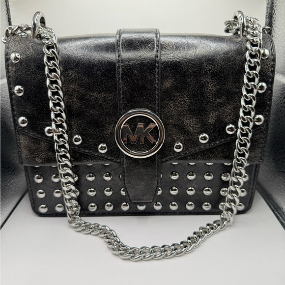 Michael Kors Handbags - Greenwich Small Studded Distressed Black - 8"W X 6"H X 3"D Crossbody Bag NWT